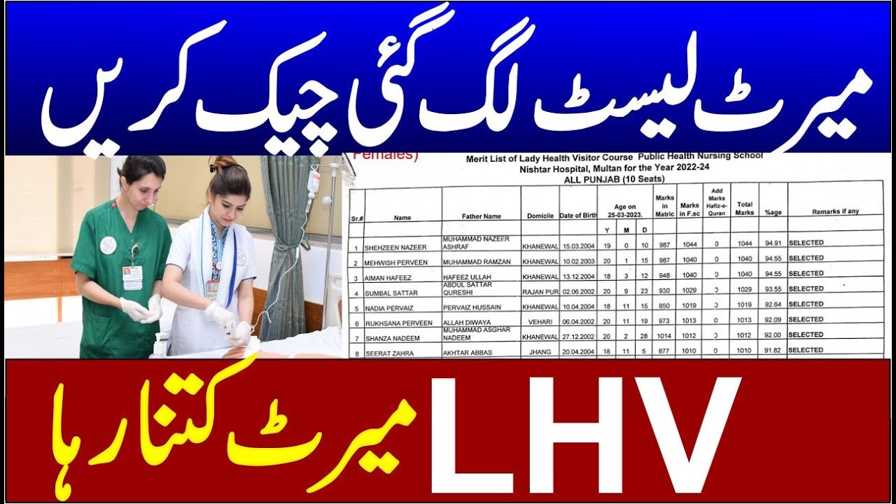 LHV Diploma Course Merit List 2024 | Shortlisted Candidates