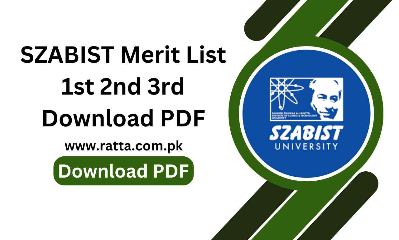 SZABIST Merit List 2023 1st 2nd 3rd Download PDF