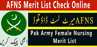 AFNS Merit List 2024 Download PDF Pak Army Female Nursing
